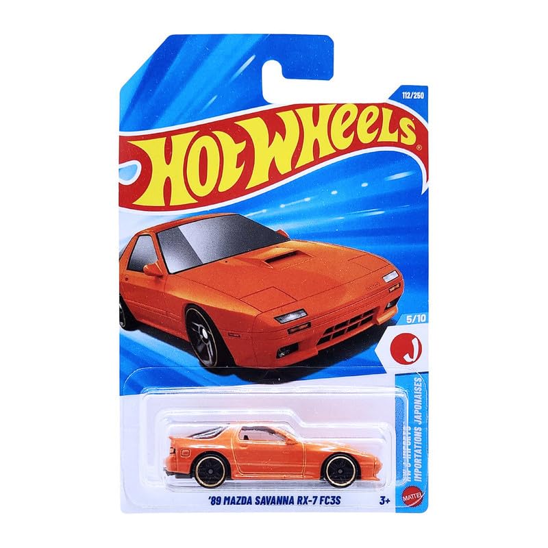 Hot Wheels '89 Mazda Savanna RX-7 FC3S Die-Cast Toy Vehicle, HW J-Imports 5/10, 112/250 (Orange) - image 1