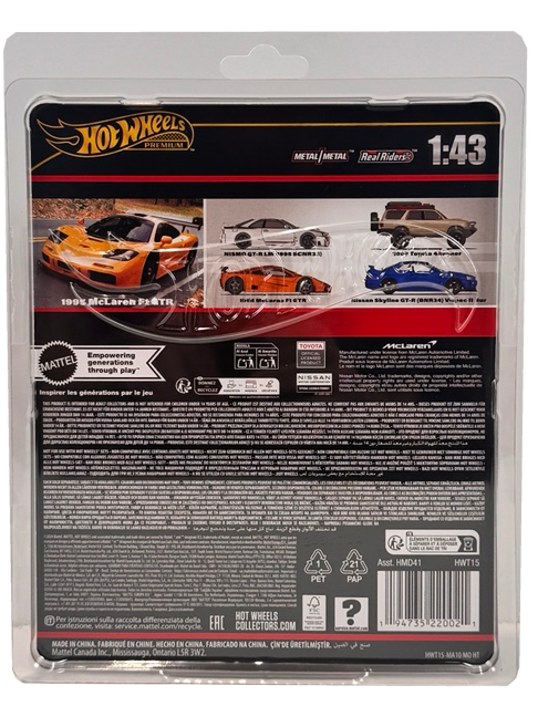 2024 Hot Wheels Premium 1:43 Real Riders 1995 McLaren F1 Gtr, Orange, HWT15