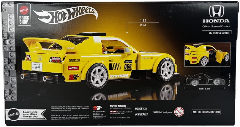 Mattel Brick Shop Hot Wheels ’07 Honda S2000 Building Set, JFR88