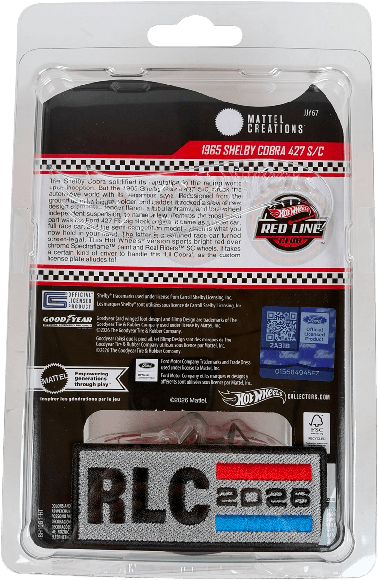 Hot Wheels RLC Exclusive Membership Car 1965 Shelby Cobra 427 S/C, JJY67 - Westside Toys
