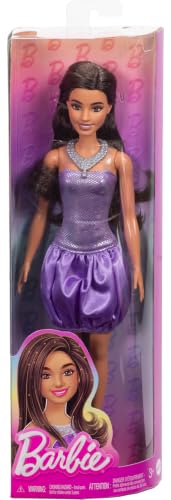 Barbie Fashionistas Doll #234 with Brown Hair, Wearing Sequined Purple Bubble Dress with Satiny Skirt, Silvery Necklace and Heels - image 17