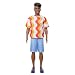 Barbie Fashionistas Ken Doll #220 with Behind-the-Ear Hearing Aids & Broad Body Wearing a Removable Orange Patterned Shirt, Shorts & Jelly Sandals - image 2