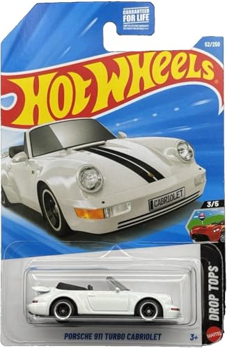 Hot Wheels Porsche 911 Turbo Cabriolet [White] Drop Tops 3/5, 52/250, 1:64 Scale Diecast Toy Vehicle - image 1