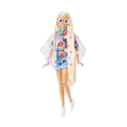 Barbie Extra Doll and Accessories with Extra-Long Blonde Hair Wearing Floral Outfit & Poncho with Pet Bunny - image 10