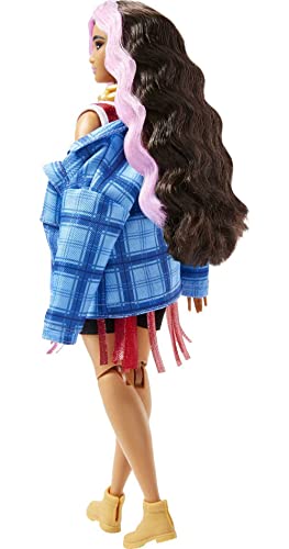Barbie Extra Doll and Accessories with Pink-Streaked Crimped Hair in Jersey Dress with Pet Corgi - image 13