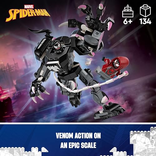 LEGO Marvel Venom Mech Armor vs. Miles Morales, Posable Action for Kids, Marvel Building Set with Minifigures, Travel Toy, Super Hero Battle Gift for Boys and Girls Aged 6 and Up, 76276 - image 4