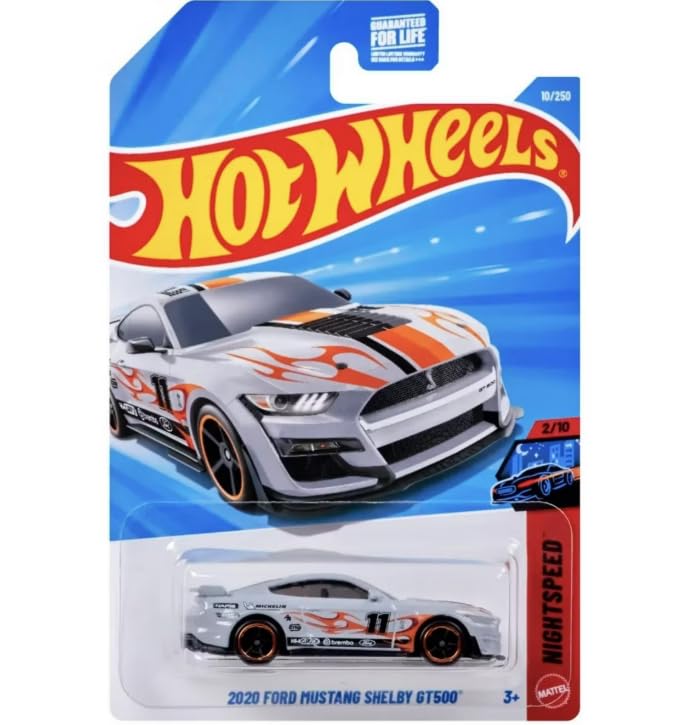 Hot Wheels 2020 Ford Mustang Shelby GT500 [Silver/Gray] Night Speed 2/10, 10/250, 1:64 Scale Diecast Toy Vehicle - image 1