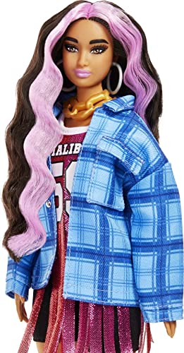 Barbie Extra Doll and Accessories with Pink-Streaked Crimped Hair in Jersey Dress with Pet Corgi - image 7