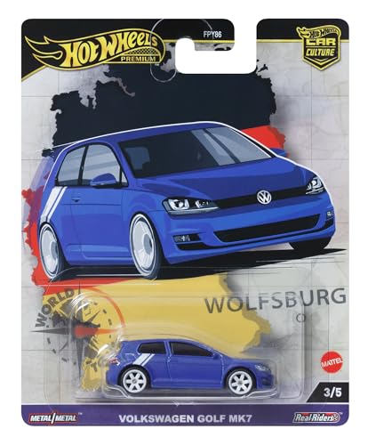 Hot Wheels Premium Car Culture Collectible Toy Car, 1:64 Scale Die-Cast Volkswagen Golf Mk 7, World Tour Vehicle with Real Riders Tires - image 1