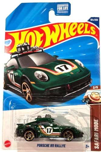 Hot Wheels Porsche 911 Rallye Diecast Car, Green, 1:64 Scale, Safari Mode 2/5, 154/250 - image 1