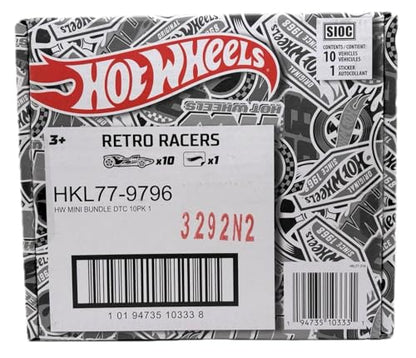 Hot Wheels Retro Racers 10-Pack Die-Cast Vehicles with 1 Sticker, Ages 3+, HKL77-9796 - image 20