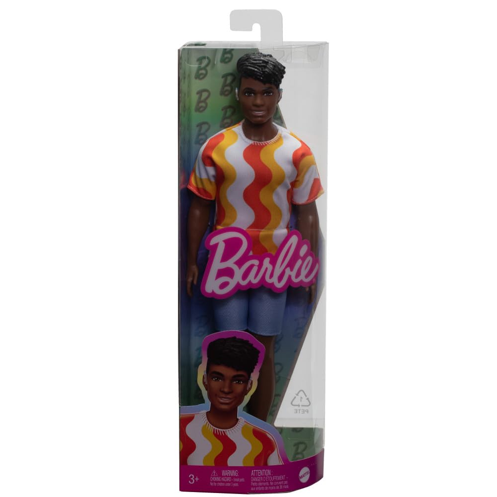 Barbie Fashionistas Ken Doll #220 with Behind-the-Ear Hearing Aids & Broad Body Wearing a Removable Orange Patterned Shirt, Shorts & Jelly Sandals - image 18