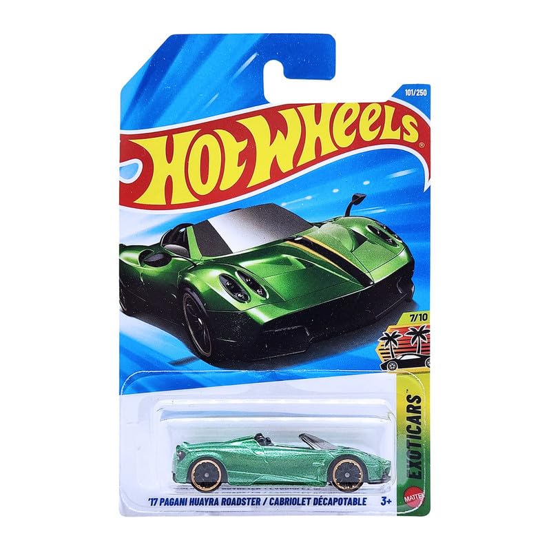 Hot Wheels '17 Pagani Huayra Roadster Die-Cast Toy Vehicle, Exoticars 7/10, 101/250 (Green) - image 1