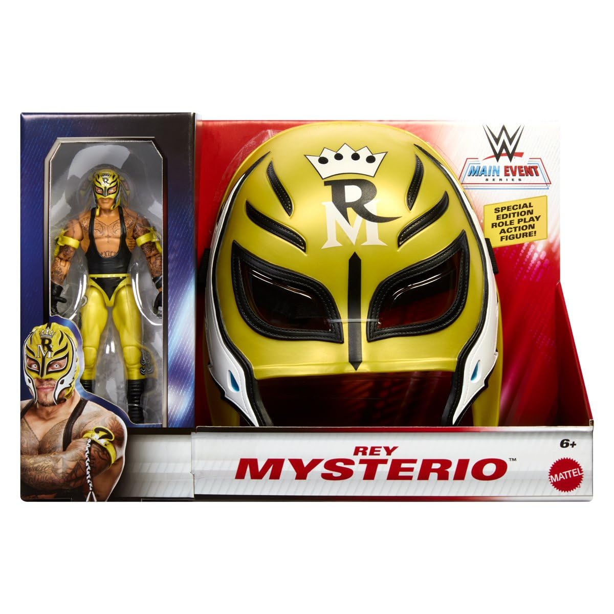 WWE Main Event Series Rey Mysterio Special Edition Role Play Action Figure and Mask Set - image 4