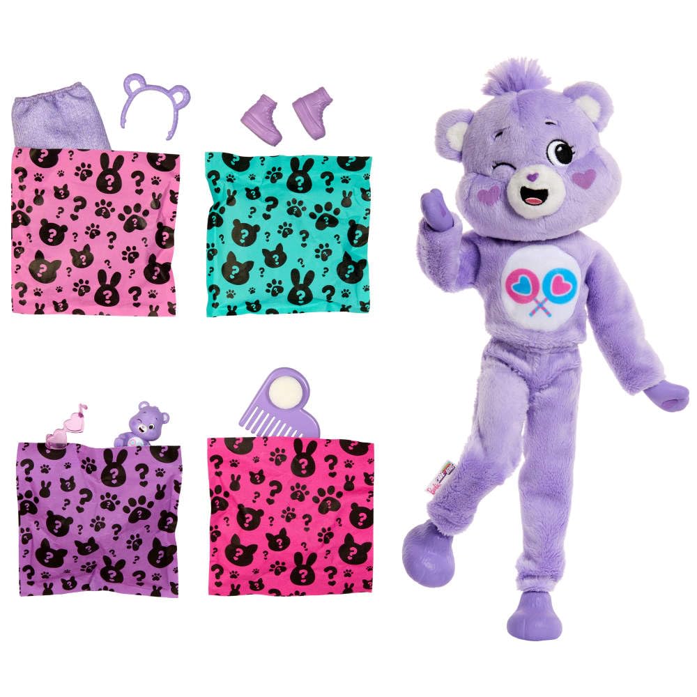 Barbie Cutie Reveal Doll & Accessories, Care Bears Series with Share Bear Plush Costume & 10 Surprises Including Color Change & Mini Bear - image 10
