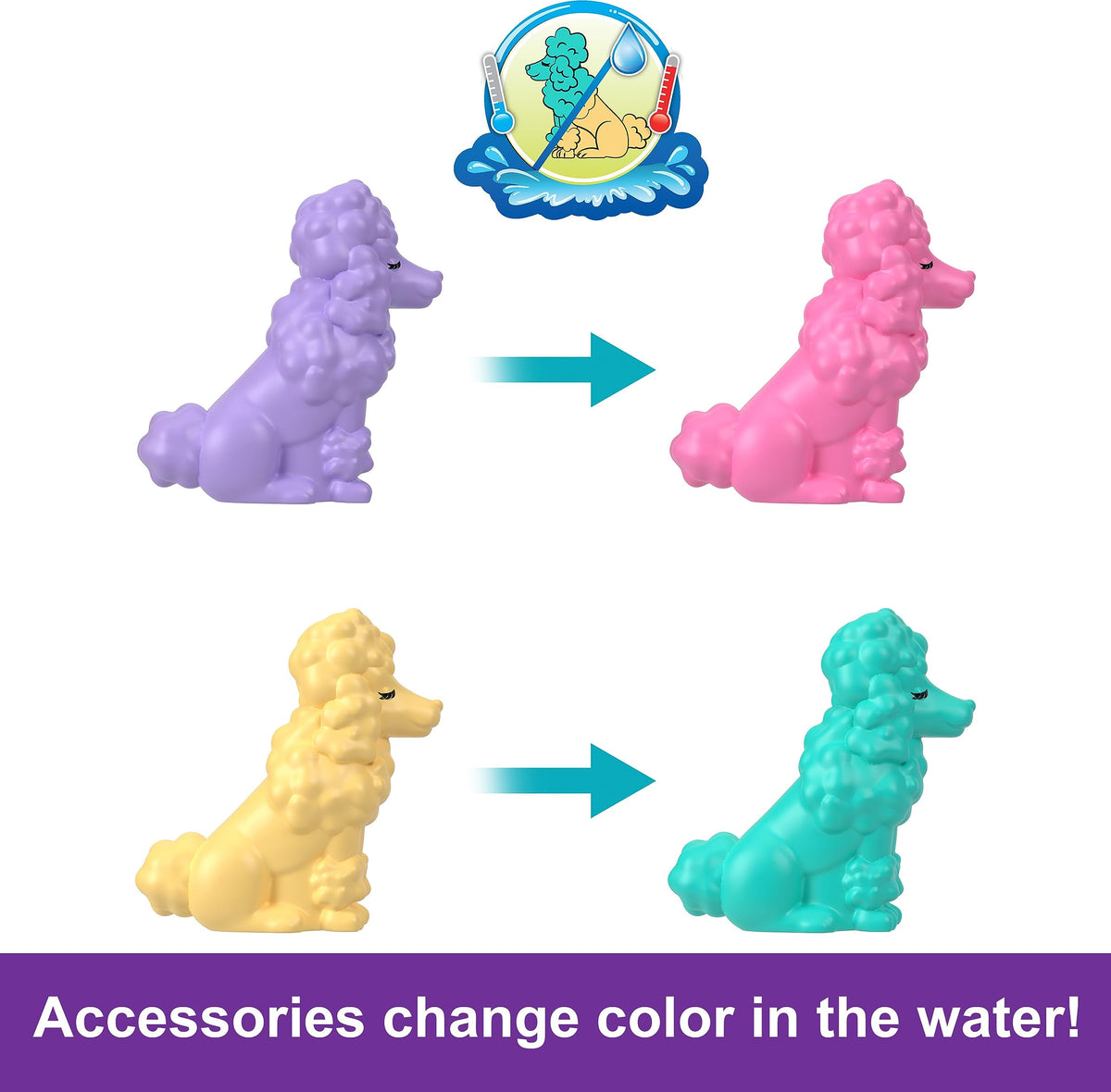 Polly Pocket Compact Playset, Groom & Glam Poodle Set with 2 Micro Dolls, Color Change & Water Play - image 10
