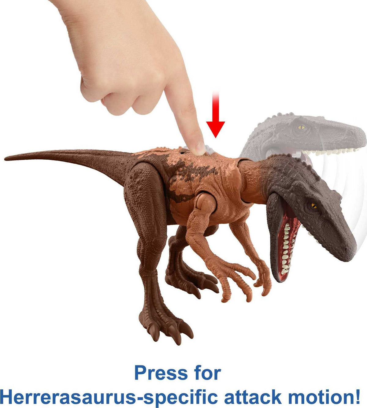 Mattel Jurassic World Strike Attack Dinosaur Toy with Single-Strike Action & Movable Joints, Herrerasaurus Action Figure Includes Digital Play - image 4