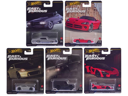Hot Wheels Fast & Furious Premium Die-Cast Cars Collection, 5-Pack Set, 1970 Chevelle SS, Dodge Viper, Nissan 370Z, Land Rover Defender, McLaren Senna HNW46-956J - image 3