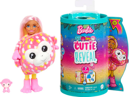 Barbie Cutie Reveal Chelsea Small Doll, Jungle Series Monkey Plush Costume, 7 Surprises Including Mini Pet & Color Change - image 1