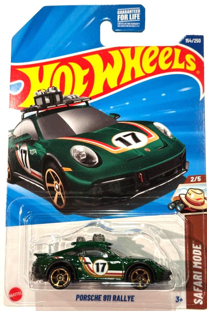 Hot Wheels Porsche 911 Rallye Diecast Car, Green, 1:64 Scale, Safari Mode 2/5, 154/250 - image 3