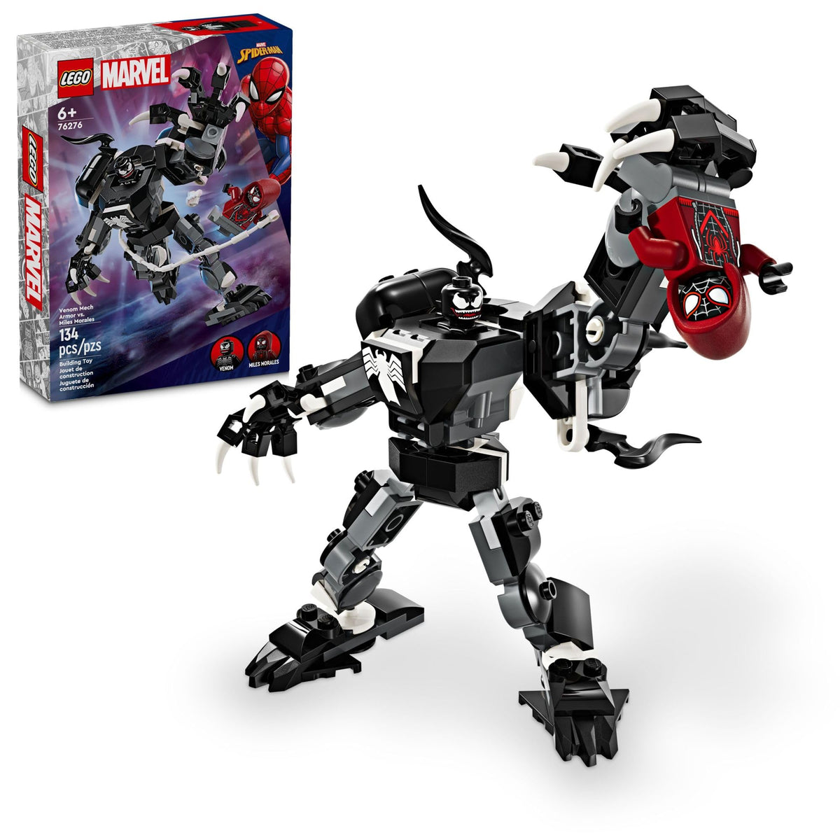 LEGO Marvel Venom Mech Armor vs. Miles Morales, Posable Action for Kids, Marvel Building Set with Minifigures, Travel Toy, Super Hero Battle Gift for Boys and Girls Aged 6 and Up, 76276 - image 3