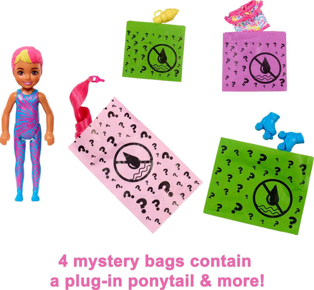 Barbie Color Reveal Small Doll & Accessories, Neon Tie-Dye Series, 6 Surprises, 1 Chelsea Doll (Styles May Vary) - image 13
