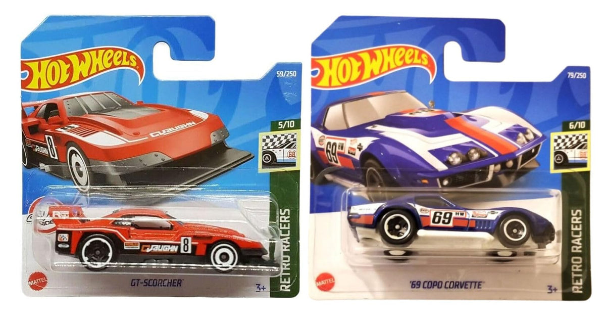 Hot Wheels Retro Racers 10-Pack Die-Cast Vehicles with 1 Sticker, Ages 3+, HKL77-9796 - image 4