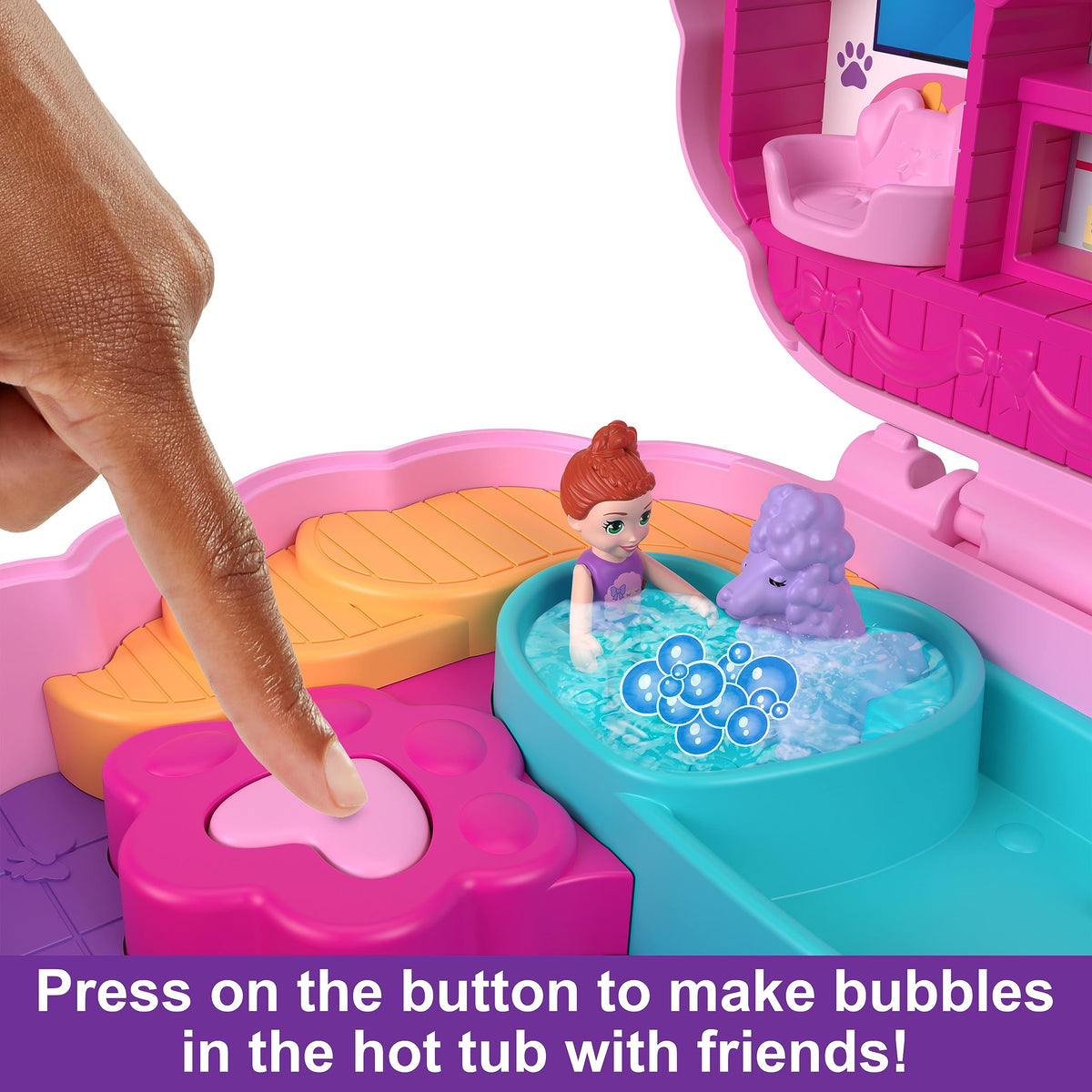 Polly Pocket Compact Playset, Groom & Glam Poodle Set with 2 Micro Dolls, Color Change & Water Play - image 7
