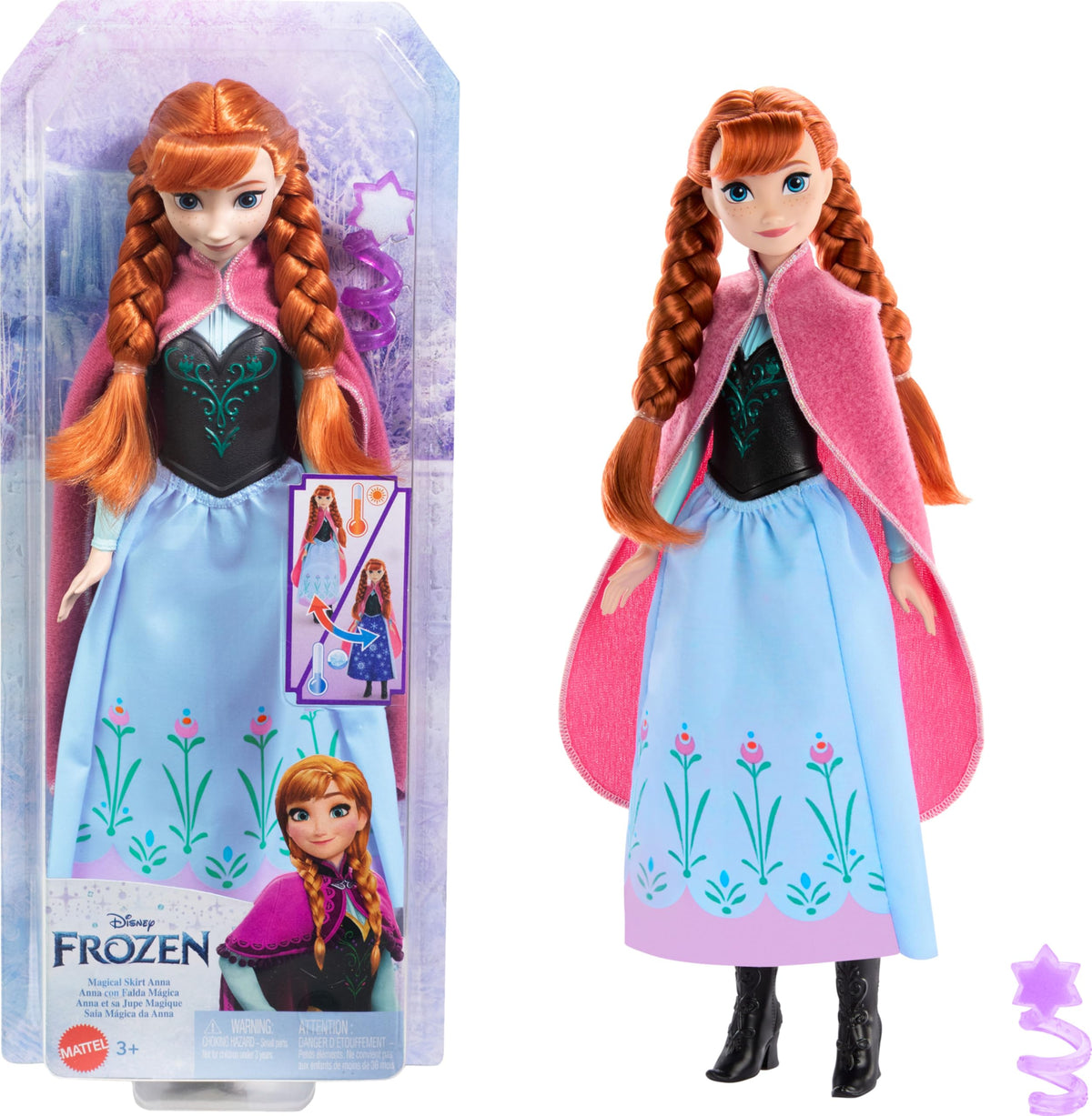 Mattel Disney Frozen Toys, Anna Magical Color-Change Skirt Fashion Posable Doll, Inspired by the Movie - image 1