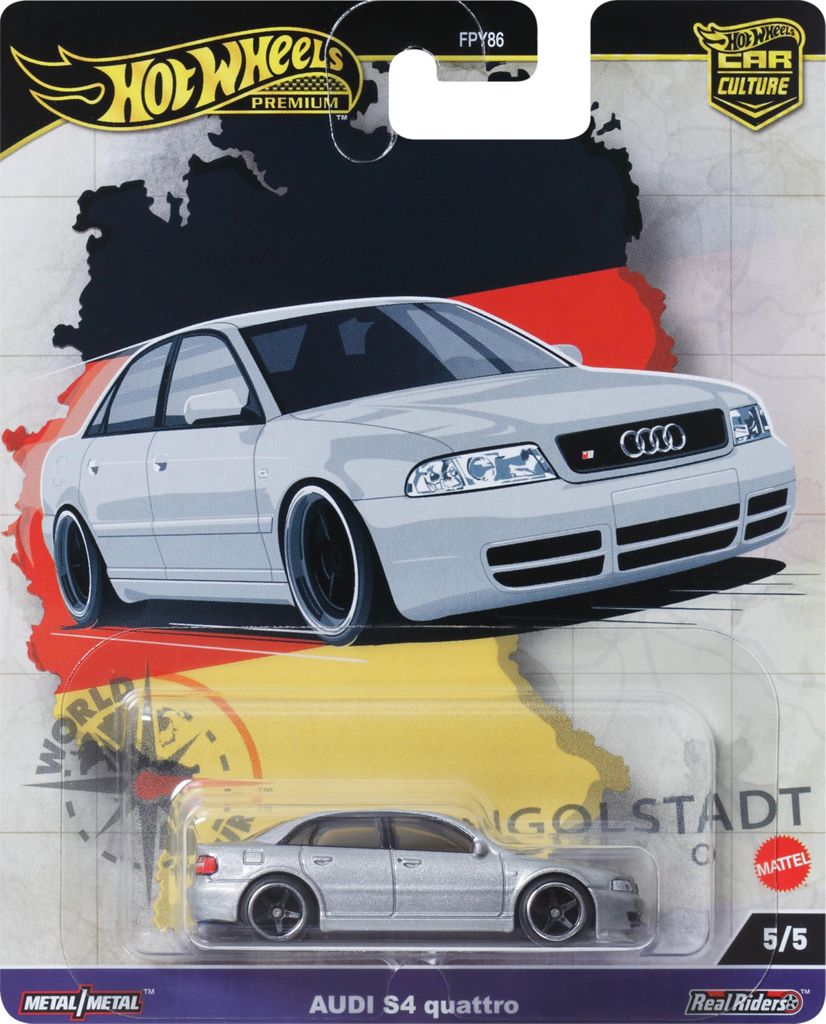 Hot Wheels Premium Car Culture Collectible Toy Car, 1:64 Scale Die-Cast Audi S$ Quattro, World Tour Vehicle with Real Riders Tires - image 3