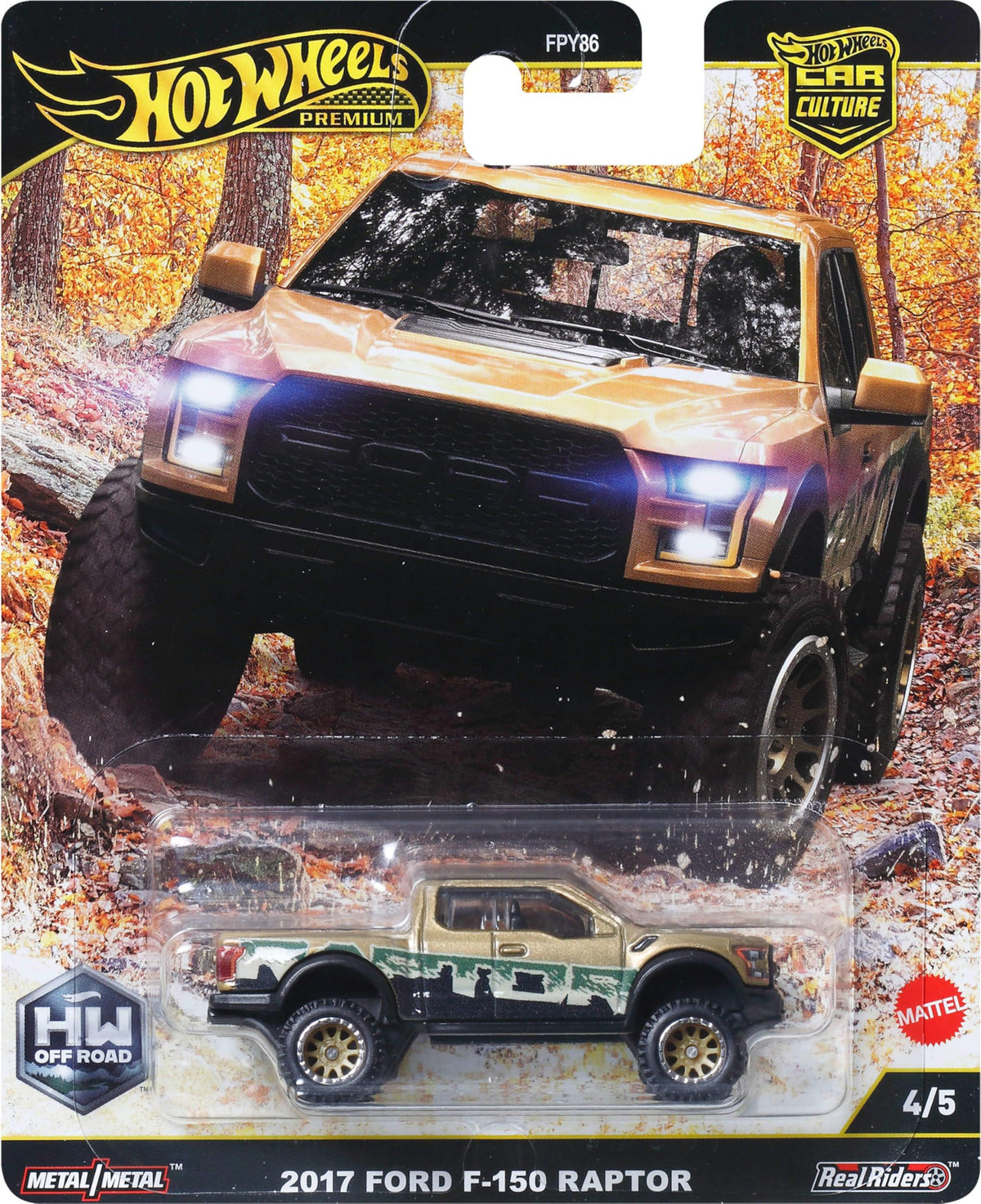 Hot Wheels Premium Car Culture Off Road 1:64 Scale Die-Cast 2017 Ford F-150 Raptor Vehicle with Real Riders Tires & Metal/Metal Body & Chassis - image 18