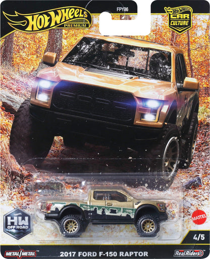 Hot Wheels Premium Car Culture Off Road 1:64 Scale Die-Cast 2017 Ford F-150 Raptor Vehicle with Real Riders Tires & Metal/Metal Body & Chassis - image 18