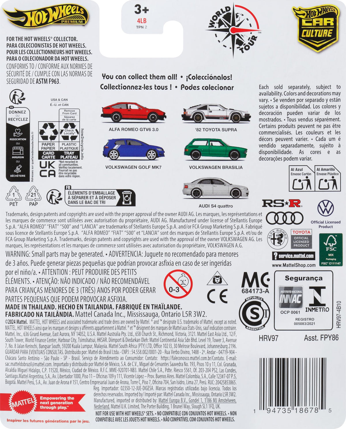 Hot Wheels Premium Car Culture Collectible Toy Car, 1:64 Scale Die-Cast '82 Toyota Supra, World Tour Vehicle with Real Riders Tires - image 6
