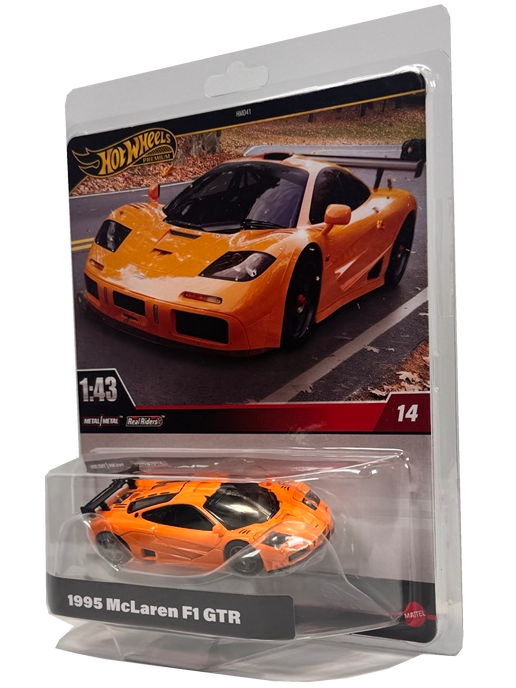 2024 Hot Wheels Premium 1:43 Real Riders 1995 McLaren F1 Gtr, Orange, HWT15