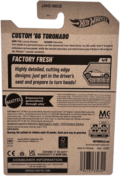 Hot Wheels Custom '66 Toronado [Red] Factory Fresh 4/5, 114/250
