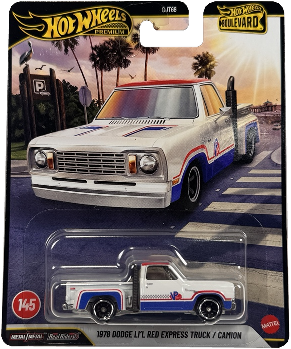 Hot Wheels Premium Boulevard 1978 Dodge LI'L Red Truck #145 with Real Riders Tires & Metal/Metal Body & Chassis