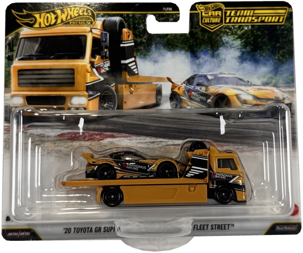 Hot Wheels Team Transport #86 '20 Toyota GR Supra & Fleet Street, Real Riders, Metal/Metal, 1:64 Scale