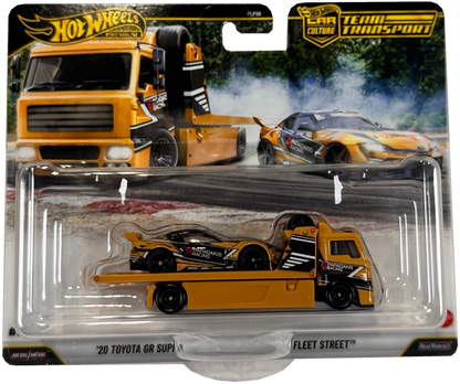 Hot Wheels Team Transport #86 '20 Toyota GR Supra & Fleet Street, Real Riders, Metal/Metal, 1:64 Scale