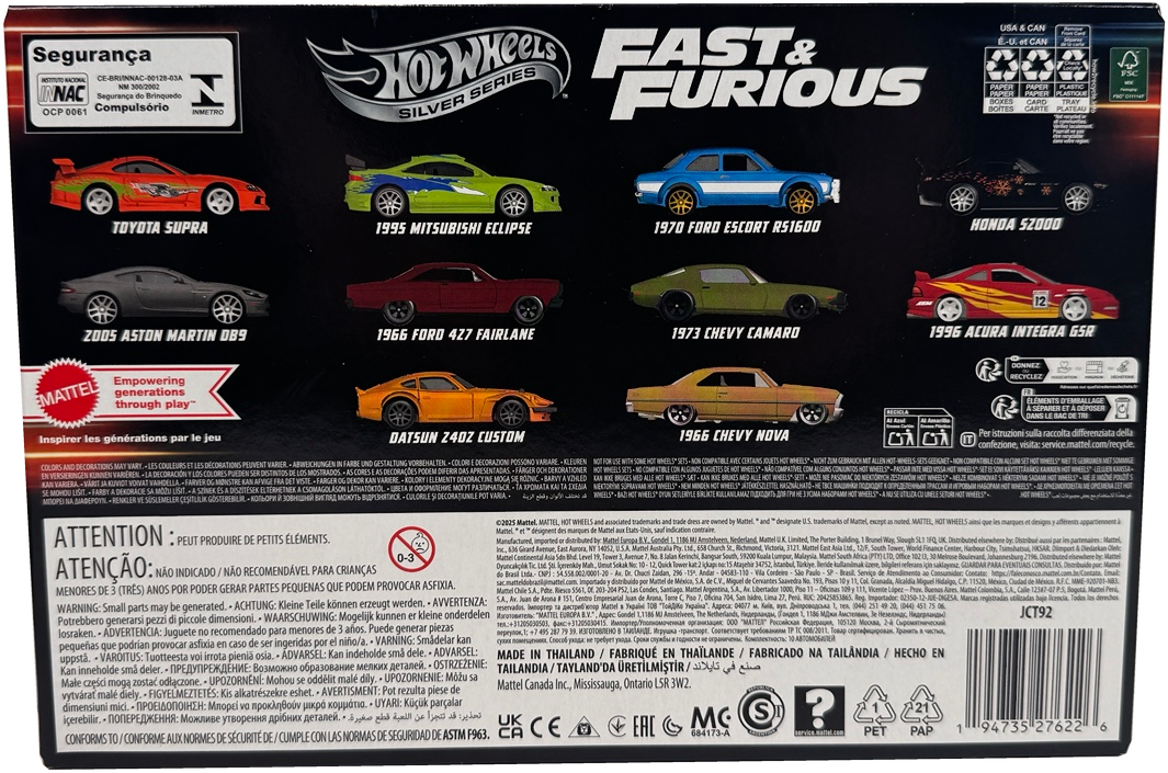 Hot Wheels Silver Series Fast & Furious Pack of 10 (2025), JCT92