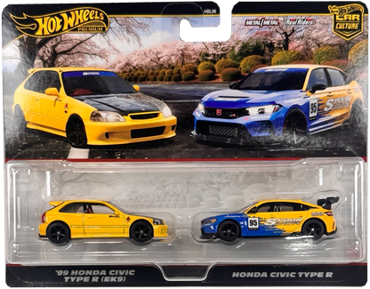 Hot Wheels Premium Car Culture 2 Pack '99 Honda Civic Type R EK9 & Spoon FL5, JBL00