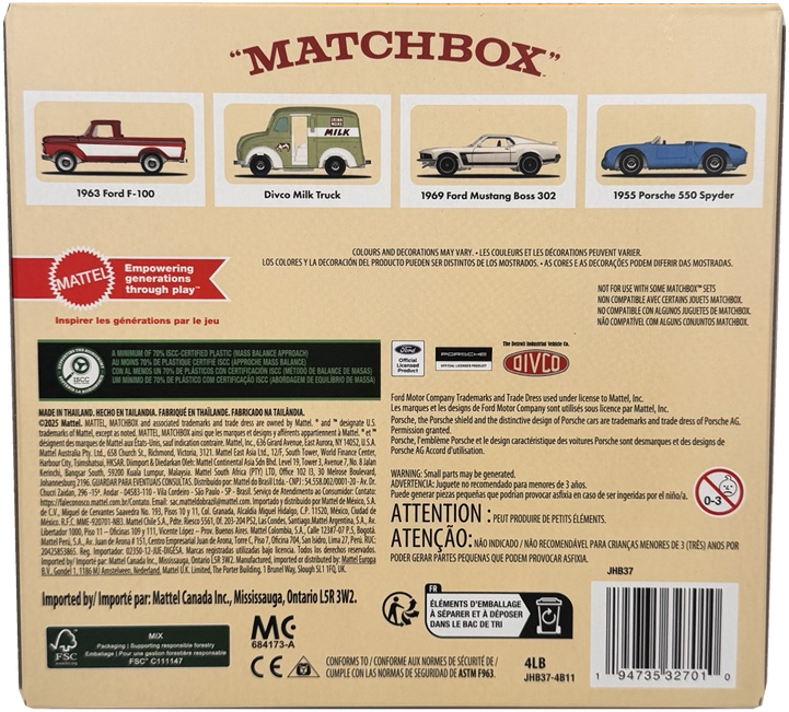 Matchbox Mattel 80Th Anniversary 4-Pack Of Die-Cast 1:64 Scale Toy Cars & Trucks With Moving Parts
