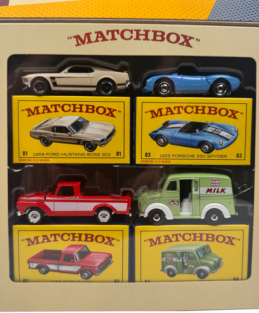 Matchbox Mattel 80Th Anniversary 4-Pack Of Die-Cast 1:64 Scale Toy Cars & Trucks With Moving Parts
