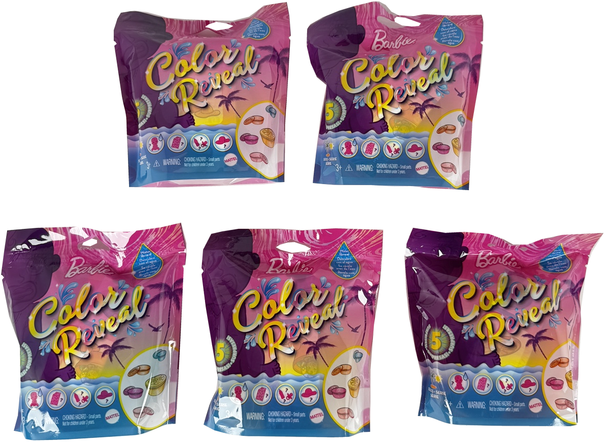 Barbie Color Reveal Baby Dolls – Sand & Sun Series (GTT12) - Complete Set of 5