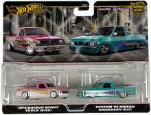 Hot Wheels Premium 2 Pack 1975 Datsun Sunny Truck (B120) / Custom '93 Nissan Hard Body (D21) Vehicle Toy Minicar 3 Years Old and Multi HRR78
