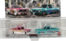 Hot Wheels Premium 2 Pack 1975 Datsun Sunny Truck (B120) / Custom '93 Nissan Hard Body (D21) Vehicle Toy Minicar 3 Years Old and Multi HRR78