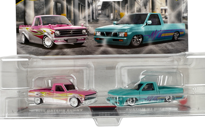 Hot Wheels Premium 2 Pack 1975 Datsun Sunny Truck (B120) / Custom '93 Nissan Hard Body (D21) Vehicle Toy Minicar 3 Years Old and Multi HRR78
