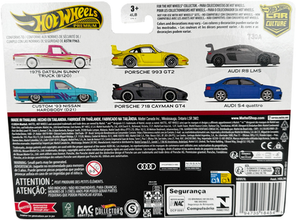 Hot Wheels Premium 2 Pack 1975 Datsun Sunny Truck (B120) / Custom '93 Nissan Hard Body (D21) Vehicle Toy Minicar 3 Years Old and Multi HRR78