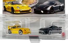 Hot Wheels HRR82 Premium 2 Pack Porsche 993 GT2/ Porsche 718 Cayman GT4 Vehicle Toy Minicar 3 Years Old and Up Multi