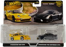 Hot Wheels HRR82 Premium 2 Pack Porsche 993 GT2/ Porsche 718 Cayman GT4 Vehicle Toy Minicar 3 Years Old and Up Multi