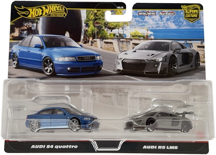 Hot Wheels JDY82 Premium 2 Pack Audi S4 Quattro/Audi R8 LMS Vehicle Toy Minicar 3 Years Old and Up Mult